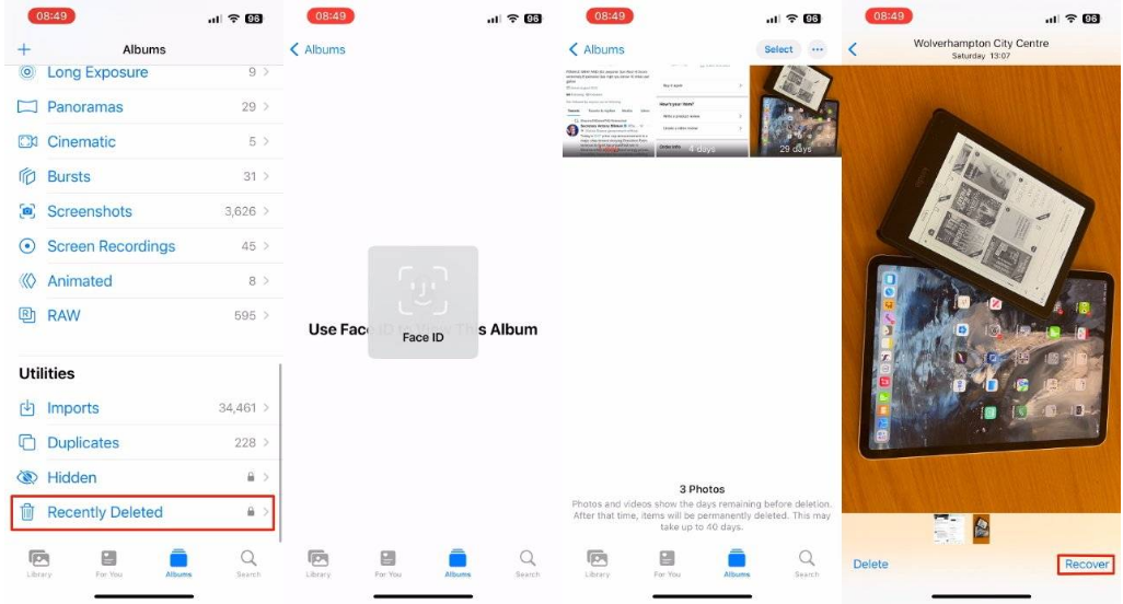 南开乡苹果14维修分享 iPhone14 上恢复已删除的照片 